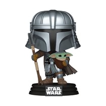 Star Wars - Figurine POP! Bobble Head Mandalorian avec Grogu Impressions Exclusive 9 cm - Funko