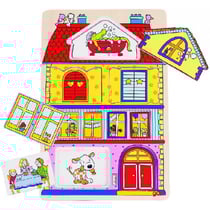 Puzzle en bois avec images cachees la maison 6 pieces - goki - puzzle a encastrer - 57602