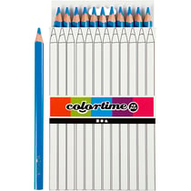 Crayons de Couleur Colortime, L : 17,45 cm, mine 5 mm, JUMBO, bleu, 12pièces/ 1 Pq.