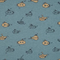 Tissu Jersey Coton Soumsoum sur fond Bleu