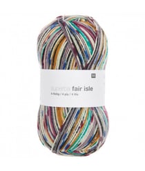 Pelote de laine à chaussettes à tricoter Superba Fair Isle 4 fils - 100GR - Rico Design 01 Baie/moutarde