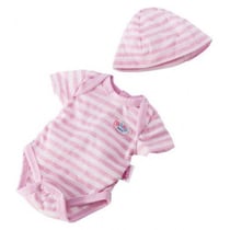Body raye rose et blanc + bonnet poupon 43 cm baby born - zapf creation (02)