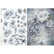 1 feuille de papier de riz 29,7 x 42 cm Itd Collection FLEUR D HIVER 1199R