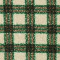 Tissu Fausse fourrure Bouclette Léo carreaux Verts sur fond Beige - Au mètre