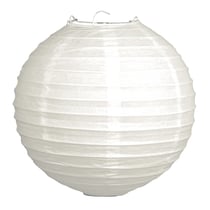 Lampion de papier, 20cm ø, blanc, av. pied en métal, sachet 2 pièces