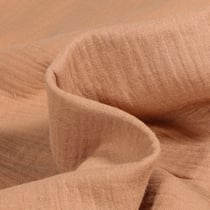 Tissu Double gaze de coton uni Cassonade - Au mètre