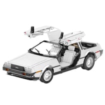 MetalEarth Véhicules: DELOREAN 9x5x2.8cm, maquette 3D en métal avec 2 feuilles, sur carte 12x17cm, 14+