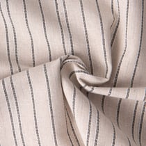 Tissu Coton Lin Viscose lurex rayé sur fond Naturel