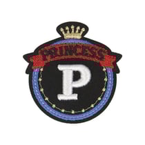 Lot de 3 écussons thermocollants badge royal P Princess 5cm
