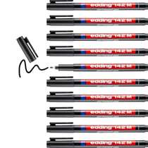 Lot de 10 Feutres permanents EDDING - Pointe moyenne 1 mm - Noir