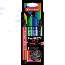 Feutres dessin - STABILO Pen 68 Max - Pointe large - Arty - 4 couleurs