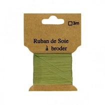 Ruban de soie à broder 4mm de 3 mètres Kaki