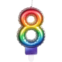 Bougie Arc-en-Ciel Chiffre 8 (8 cm) - Effet Ballon