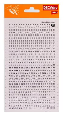 Lettres alphabet Transfert Noir 2,5mm Typo toute petite