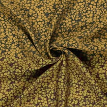 Tissu Crêpe de Viscose Ambrine fleurs Moutarde dorée sur fond Noir