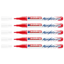 Lot de 5 marqueurs peinture acrylique pointe fine - EDDING - Rouge trafic - 1-2 mm