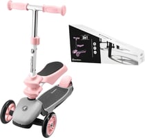 HyperMotion Trottinette Enfant Evolutive 3 en 1 Draisienne 50 KG Max Siège Amovible Hauteur Guidon Réglable Matériau Léger Roues Stables -Rose