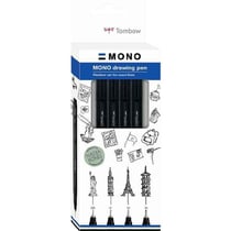 Lot de 4 feutres fins pointe fine TOMBOW noir 0,20 mm - 0,25 mm - 0,35 mm