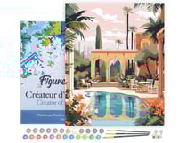 Peinture par Numéro Figured'Art avec Cadre - Villa luxeuse à Marrakech - Kit de Loisir Créatif DIY Numéro d'Art Complet - 40x50cm toile tendue sur châssis