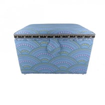 Boîte couture 21cmx28cmx19cm éventails bleus