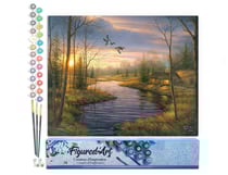 Peinture par Numéro Figured'Art - Maison de campagne au crepuscule - Kit de Loisir Créatif DIY Numéro d'Art Complet - 40x50cm sans châssis en bois