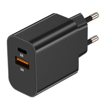 Akashi Chargeur Secteur USB-C + USB 15W Charge Rapide Compact Noir