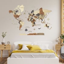 Carte du Monde en Bois 3D CREATIFWOOD Multicolor, L (150 x 105 cm) - Décoration Murale