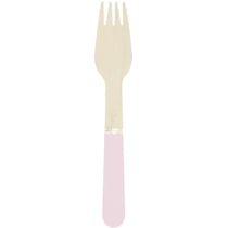 8 Fourchettes en Bois Rose Pastel