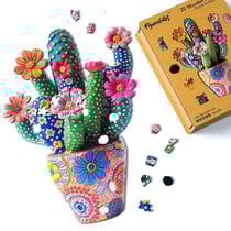 Puzzle 2D en Bois Adulte - Cactus fleuri en Pot
