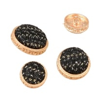 Lot de 3 boutons rond bijou couvert noir