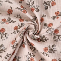 Tissu Double gaze de Coton Maëlysanne fleurs Oranges