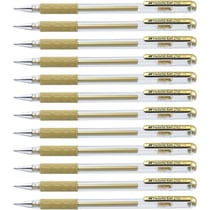 Lot de 12 Stylos roller à encre Hybrid Gle Grip Metallic K118, Or