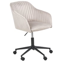 Chaise à Roulettes en Velours Noir sur Pied Chromé Réglable avec Accoudoirs Tendance et Design Vintage et Glamour pour Coin Bureau Beliani