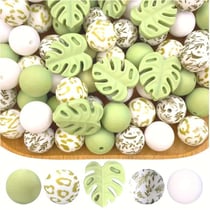 Ensemble de 25 perles en silicone fabrication bijoux fantaisies, attache tétine FEUILLE FEUILLAGE 444334