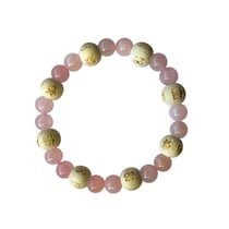 Bracelet Quartz rose Perles rondes 8 mm et Perles bois 1 cm - Omsaé