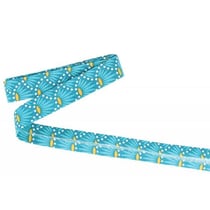 Biais de couture 3 m x 20 mm - Bleu clair à fleurs