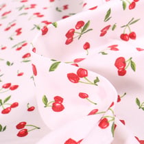Tissu Coton enduit Cherry sur fond Blanc