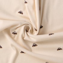 Tissu Jersey Bord Côte stretch Mobbi sur fond Beige