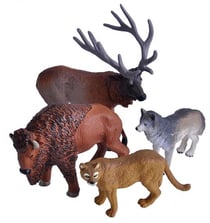 Set animaux de la foret - 4 figurines - cerf- lynx - loup - bison - wild republic - 23768