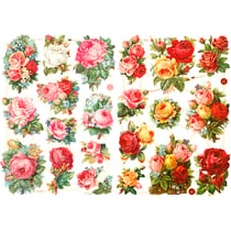 Découpes vintage, assortiment de roses, feuille 16,5x23,5 cm, 2 flles/ 1 Pq.