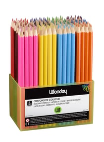 Crayon de couleur WONDAY - 144 crayons - 18 cm - 12 couleurs assorties - Forme octogonale