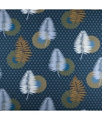 Tissu coton feuilles d'automne de 150 cm de largeur Bleu vendu par 50 cm