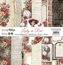 Pochette de 12 feuilles Lady in red Scrapboys