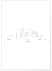 Affiche Line Art Tokyo | A3 : 29,7x42cm