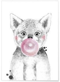 Affiche 'Bulle de Loup Rose' | A3 : 29,7x42cm