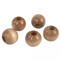 Rayher - Perles en bois pour macramé 2,5 cm Grand trou 1cm 5 pièces