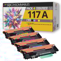 117A - Pack 4 toners HP 117A compatibles HP Color Laser 150a MFP 178nw - 123CONSOMMABLES
