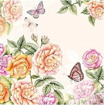 Lot de 4 serviettes en papier découpage collage 33 cm JARDIN BOTANIQUE F 410