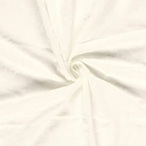 Tissu Viscose Lin chaine et trame Alice broderie fleurs sur fond Blanc cassé
