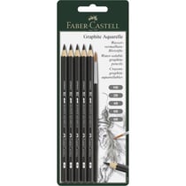 Crayon aquarellable - FABER-CASTELL - Lot de 5 crayons graphite aquarelle avec pinceau